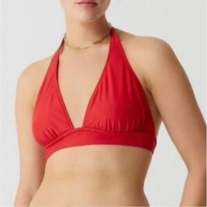 J.CREW Red Halter Tie-back Bikini Top MEDIUM NEW!